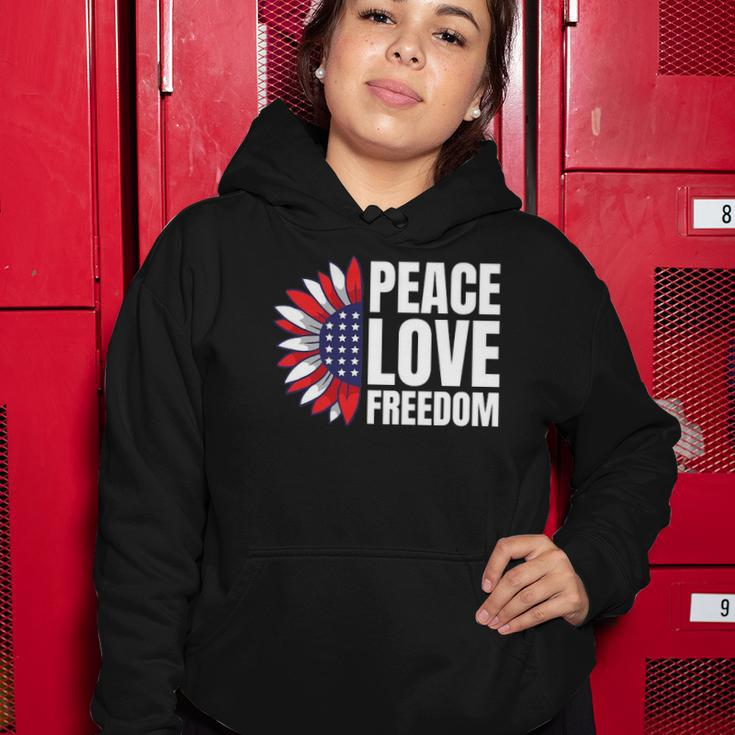 Peace Love Freedom America Usa Flag Sunflower Women Hoodie Unique Gifts