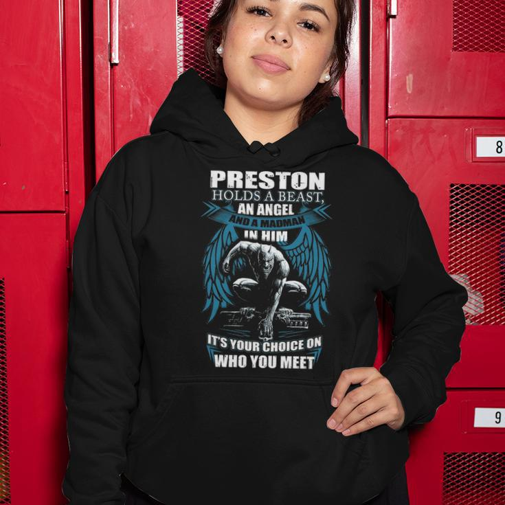 Preston Name Gift Preston And A Mad Man In Him Women Hoodie Funny Gifts