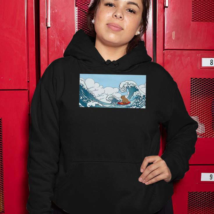 The Capybara On Great Wave Women Hoodie Unique Gifts