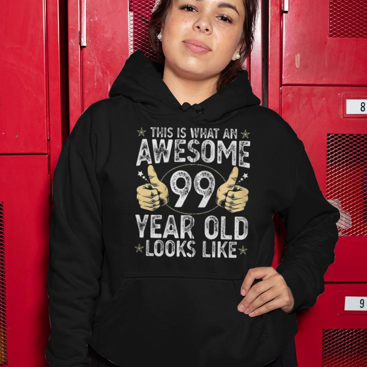 This Is What An Awesome 99 Years Old Looks Like 99Th Birthday Zip Women Hoodie Unique Gifts