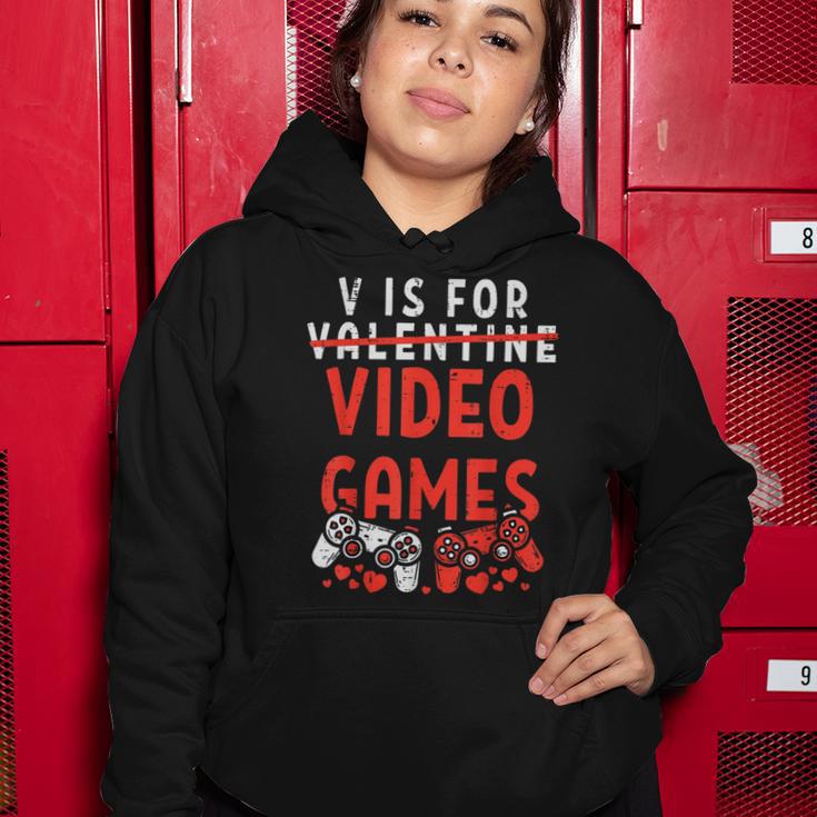 V Is For Video Games Funny Valentines Day Gamer Boy 583 Trending Shirt Women Hoodie Funny Gifts