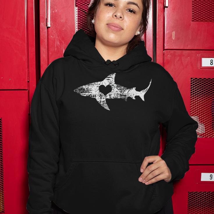 Vintage Shark Silhouette Hammerhead Shark Tiger Shark Heart 158 Trending Shirt Women Hoodie Funny Gifts