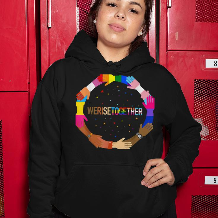 We Rise Together Lgbt-Q Pride Social Justice Equality Ally Women Hoodie Funny Gifts