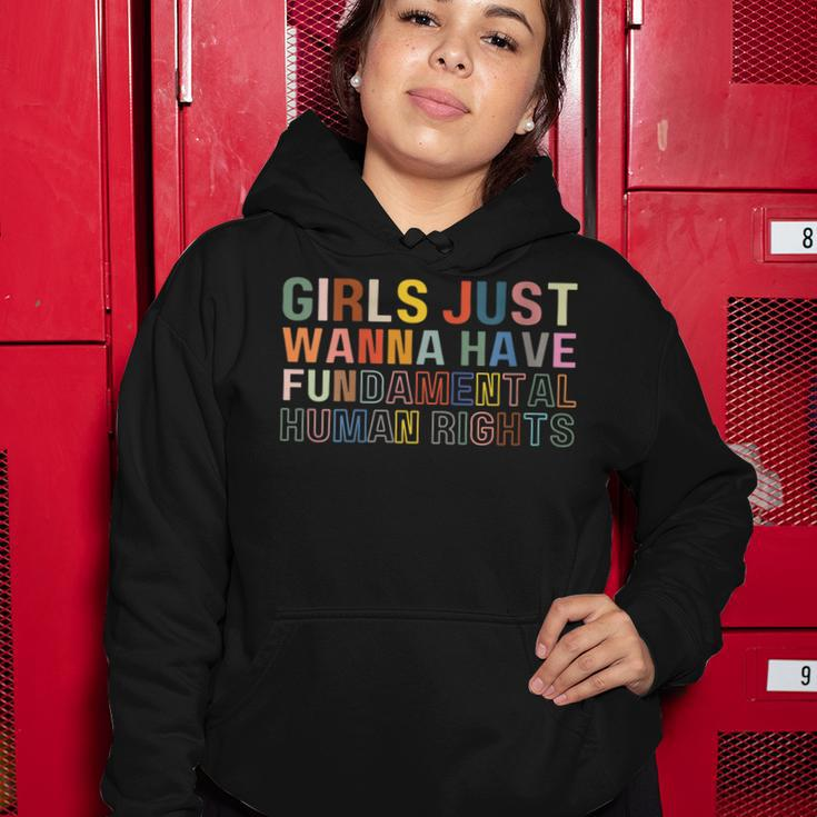 Womens Girls Just Wanna Have Fundamental Rights Feminism Womens Women Hoodie Unique Gifts