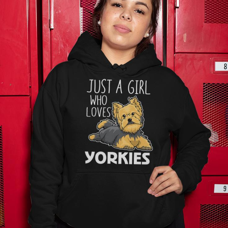 Womens Just A Girl Who Loves Yorkies Funny Yorkshire Terrier Gift Women Hoodie Unique Gifts