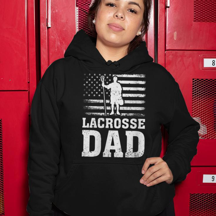 Womens Lacrosse Sports Lover American Flag Lacrosse Dad 4Th Of July Women Hoodie Funny Gifts