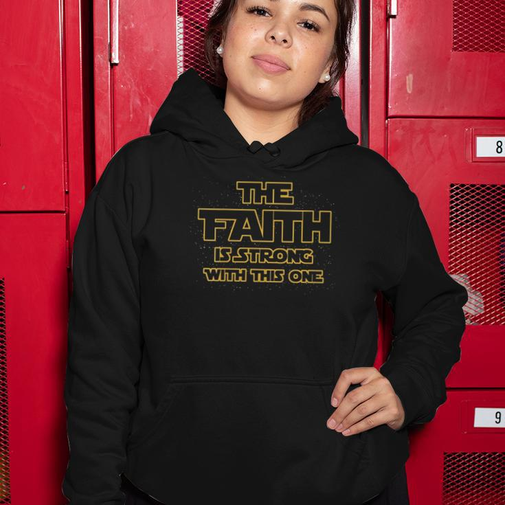 Womens The Faith Is Strong With This One Christian V-Neck Women Hoodie Unique Gifts