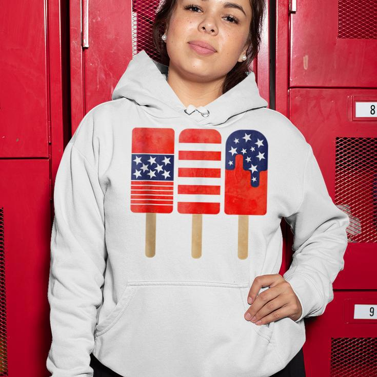 4Th Of July Popsicles Usa Flag Independence Day Patriotic Women Hoodie Funny Gifts