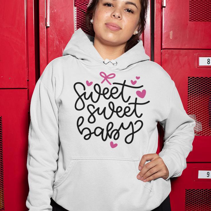 Baby Shower Text Pink Heart Ribbon Design Sweet Sweet Baby Women Hoodie Funny Gifts