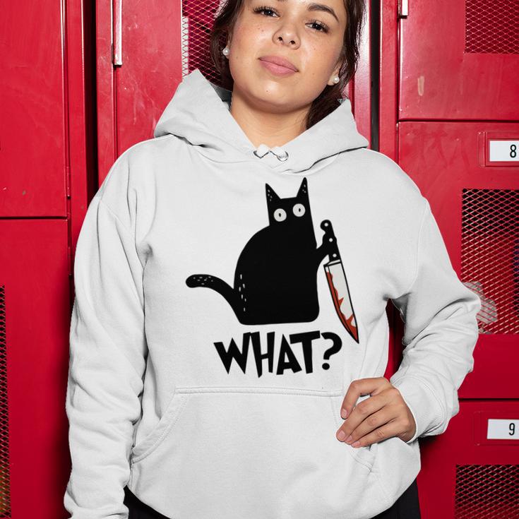 Cat What Murderous Black Cat With Knife Women Hoodie Funny Gifts