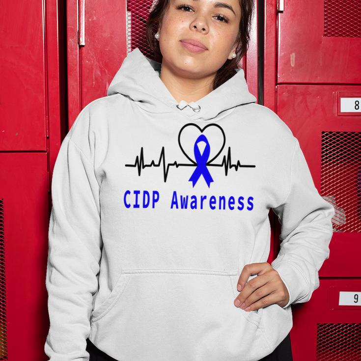 Chronic Inflammatory Demyelinating Polyneuropathy Cidp Awareness Heartbeat Blue Ribbon Cidp Support Cidp Awareness Women Hoodie Unique Gifts