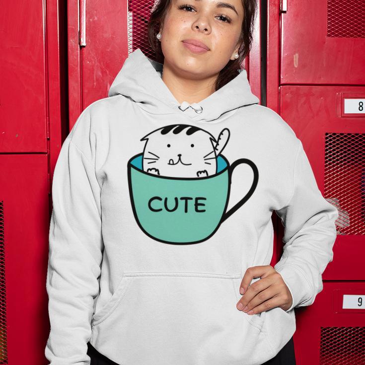 Cute Cat In Mug Women Hoodie Funny Gifts