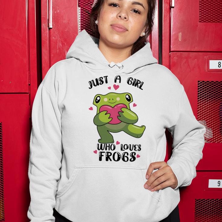 Cute Frog Just A Girl Who Loves Frogs Funny Frog Lover Gift For Girl Frog Lover Women Hoodie Funny Gifts