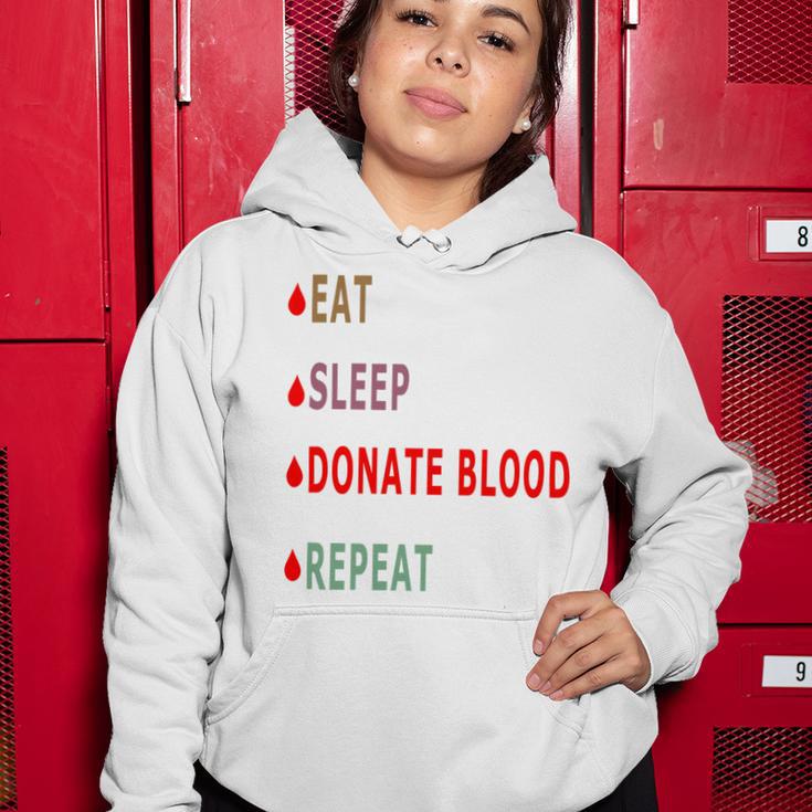 Eat Sleep Donate Blood Repeat Blood Donation Blood Donation Awareness Women Hoodie Funny Gifts