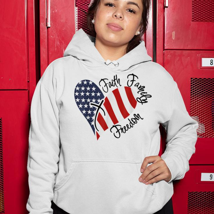 Faith Family Freedom 4th Of July American Flag Heart Women Hoodie Funny Gifts