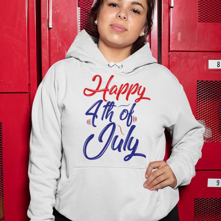 Happy 4Th Of July Dark Red Blue Text Women Hoodie Funny Gifts