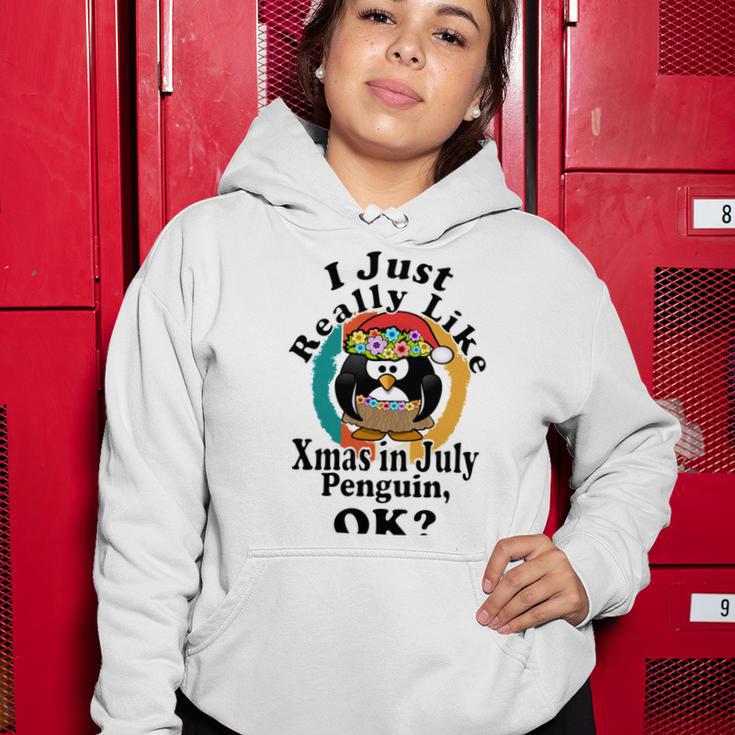 I Really Like Xmas In July Penguin Ok Women Hoodie Funny Gifts