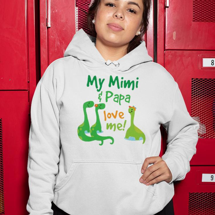 Kids My Mimi And Papa Love Me Dinosaur Grandson Women Hoodie Unique Gifts