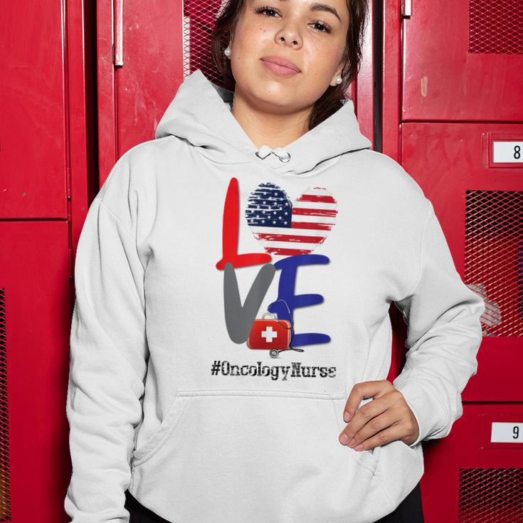 Oncology Nurse Rn 4Th Of July Independence Day American Flag Women Hoodie Funny Gifts