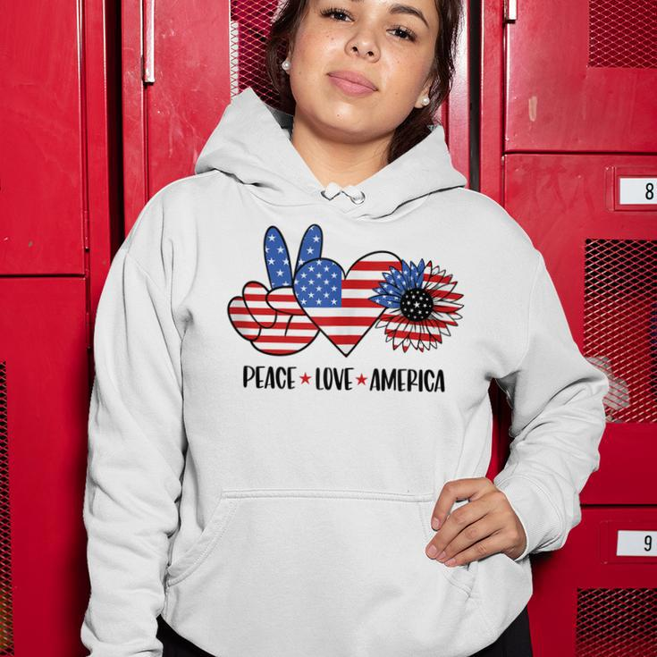 Patriotic 4Th Of July Peace Love America Women Hoodie Funny Gifts