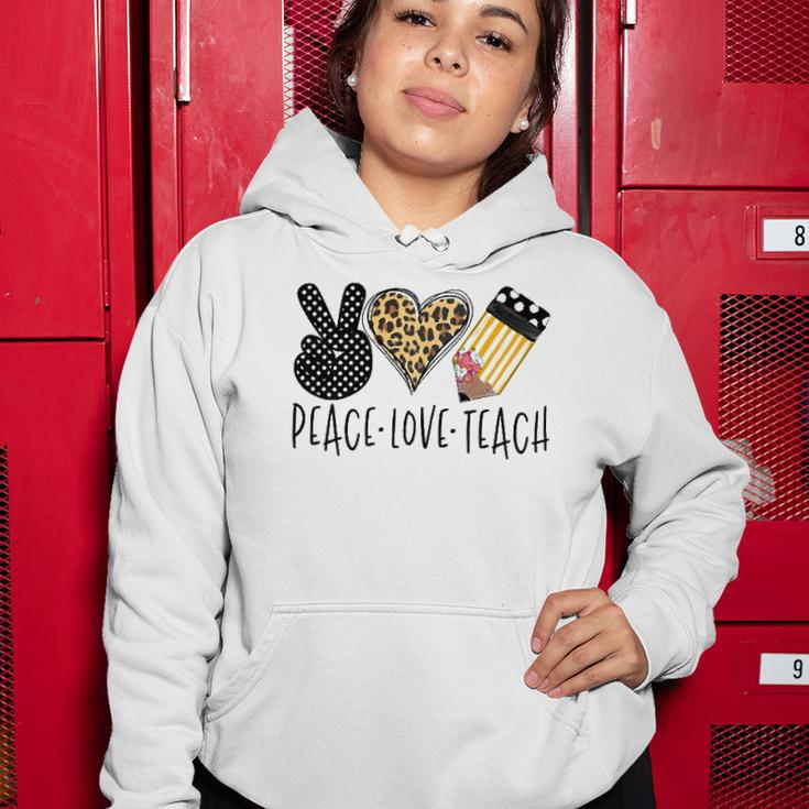 Peace Love Teach Back To School Teacher Gift Women Hoodie Unique Gifts
