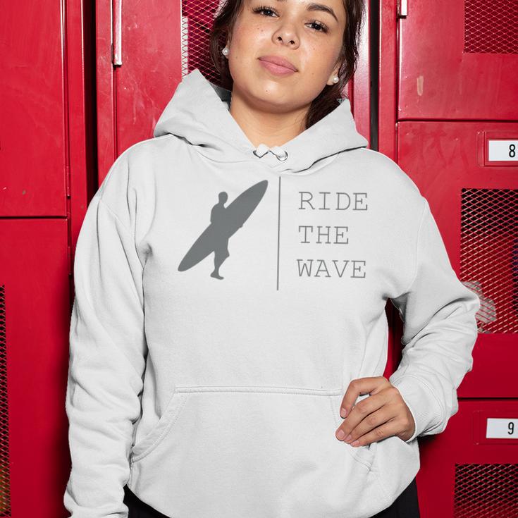 Surfing Funny Quote Ride The Wave Surfer Ocean Lover Women Hoodie Funny Gifts