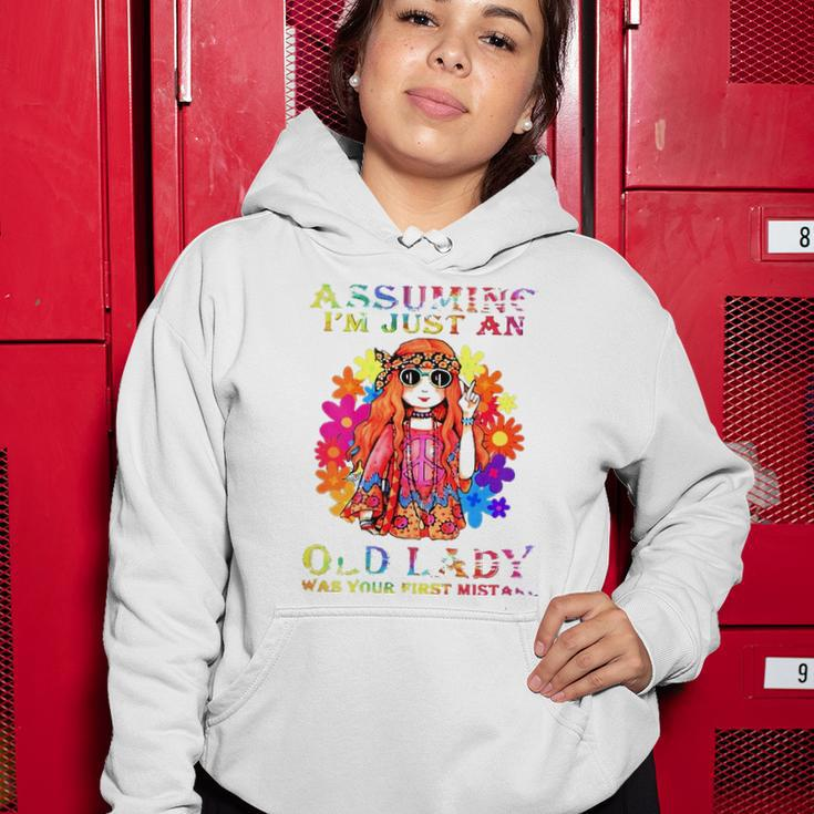Womens Assuming Im Just An Old Lady Hippie Women Hoodie Unique Gifts