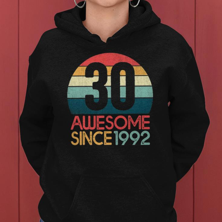 30Th Birthday Vintage Retro 30 Years Old Awesome Since 1992 Gift Women Hoodie