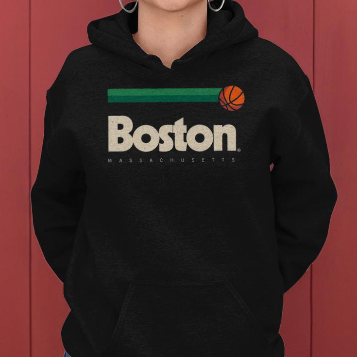 Boston Basketball B-Ball Massachusetts Green Retro Boston Women Hoodie