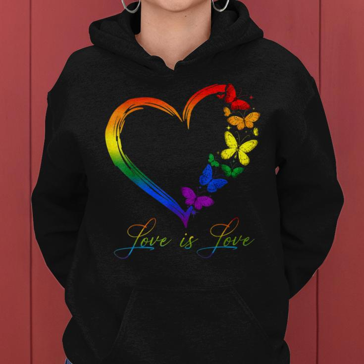Butterfly Heart Rainbow Love Is Love Lgbt Gay Lesbian Pride Women Hoodie