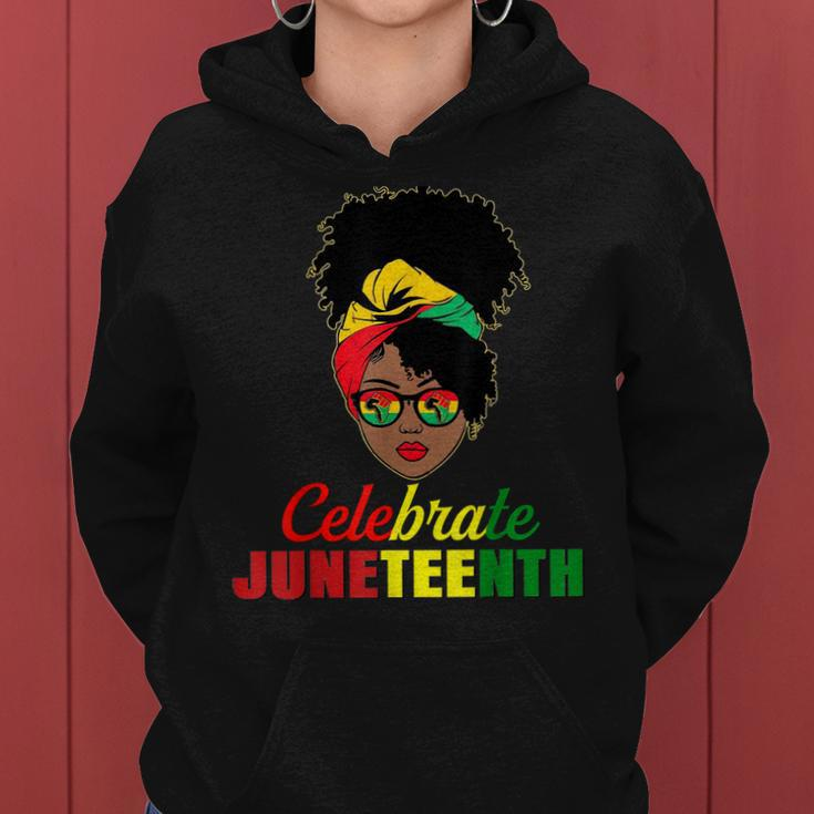 Celebrate Juneteenth Messy Bun Black Women Melanin Pride Women Hoodie