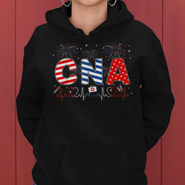 Cna 4Th Of July American Flag Patriotic Usa Stethoscope Women Hoodie