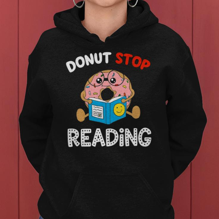 Donut Stop Reading Meme Book Reader Pun Funny Bookworm Women Hoodie