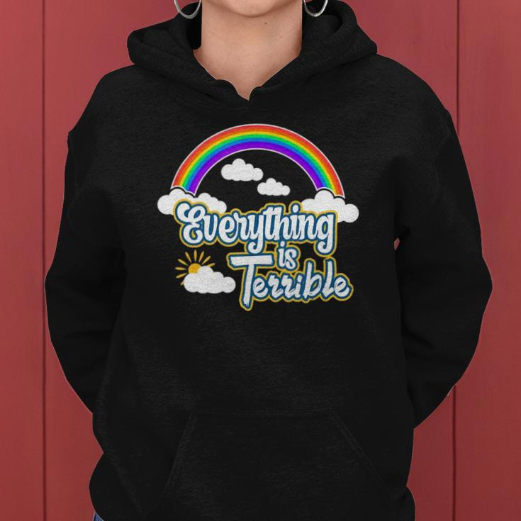 Everything Is Terrible Summer Rainbow And Clouds Design Women Hoodie