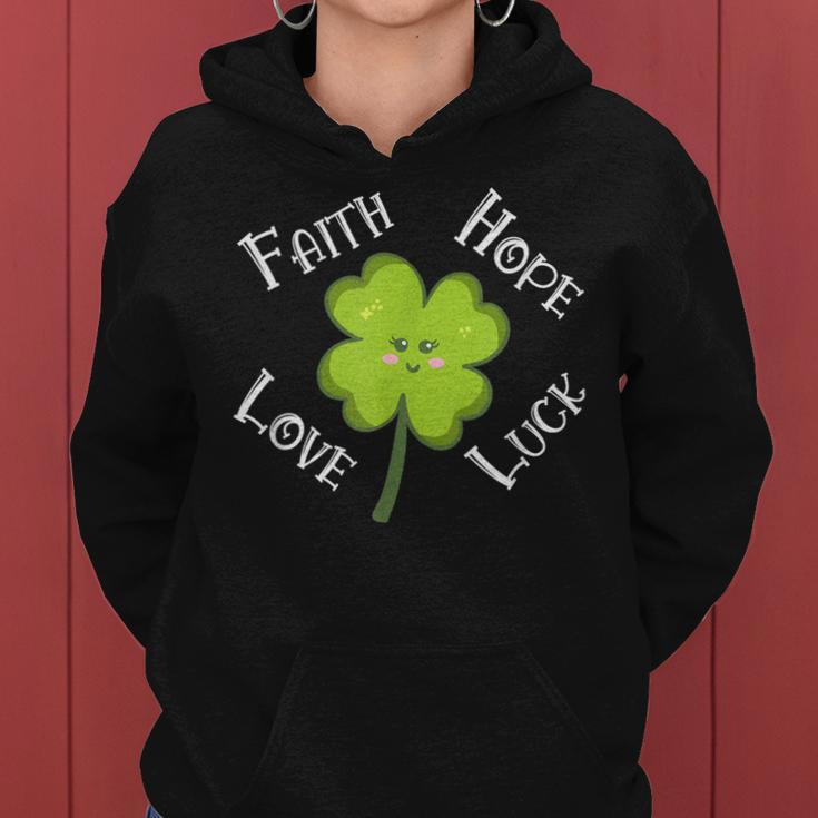 Faith Hope Love Luck 4 Leaf Clover Shamrock Women Hoodie