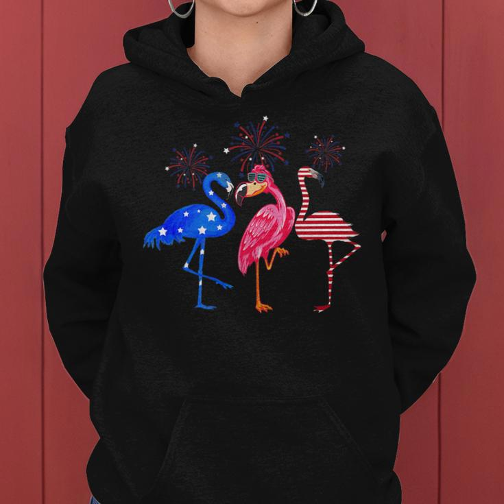 Flamingos Usa Flag 4Th Of July Independence Day Patriotic Women Hoodie