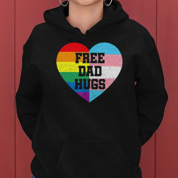 Free Dad Hugs Lgbt Pride Supporter Rainbow Heart For Father Women Hoodie
