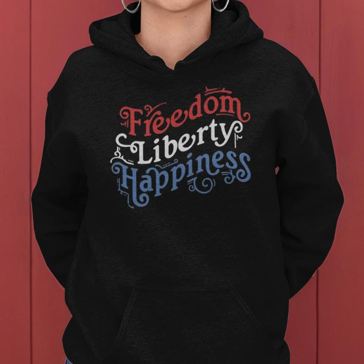 Freedom Liberty Happiness Red White And Blue Women Hoodie