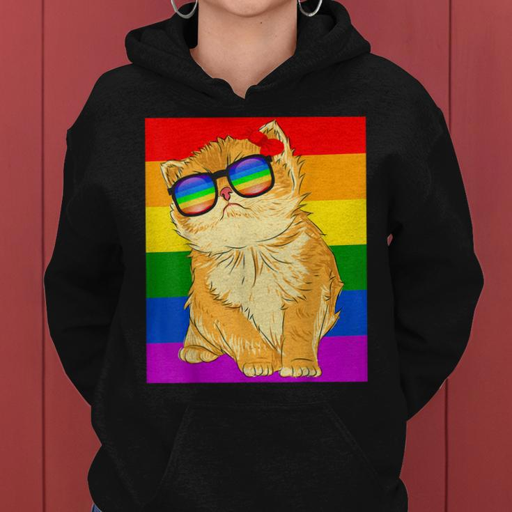 Funny Cat Lgbt Gay Rainbow Pride Flag Boys Men Girls Women Women Hoodie