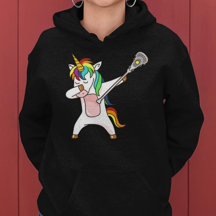 Funny Lacrosse Unicorn Dabbing Gift Women Hoodie