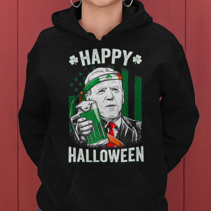 Funny Leprechaun Biden Happy Halloween For St Patricks Day Women Hoodie