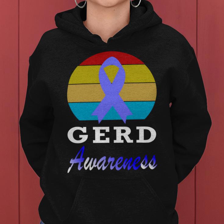 Gerd Awareness Vintage Periwinkle Blue Ribbon Gastroesophageal Reflux Disease Gerd Awareness Women Hoodie