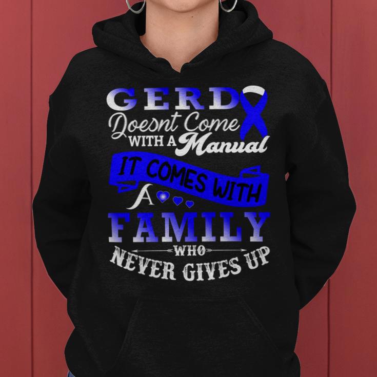 Gerd Doesnt Come With A Manual It Comes With A Family Who Never Gives Up Periwinkle Blue Ribbon Gastroesophageal Reflux Disease Gerd Awareness Women Hoodie