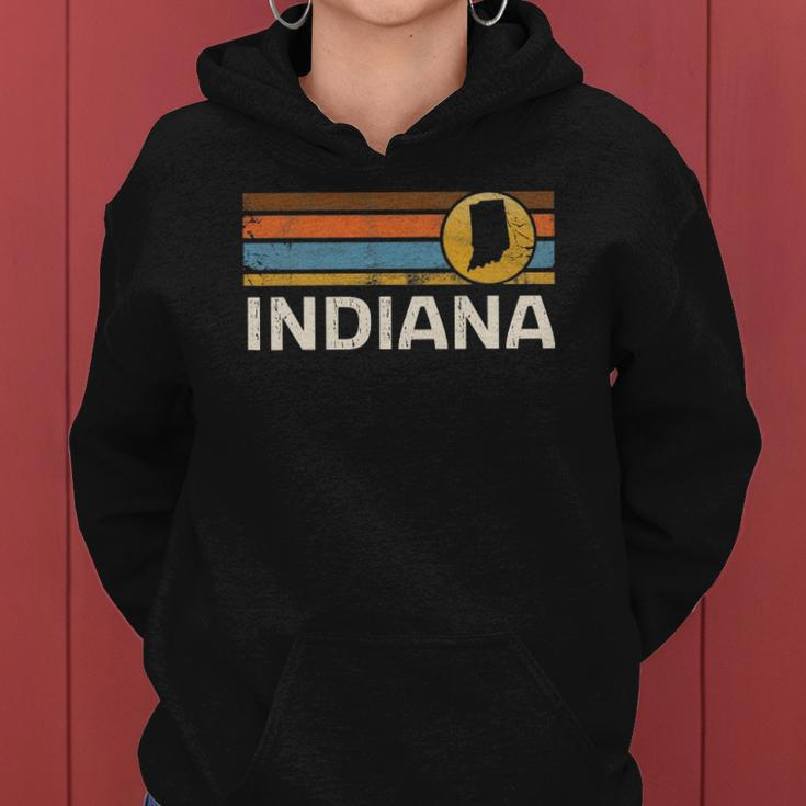 Graphic Tee Indiana Us State Map Vintage Retro Stripes Women Hoodie