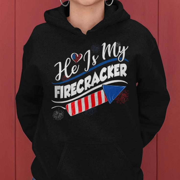 He Is My Firecracker 4Th Of July Funny Matching Couples Women Hoodie