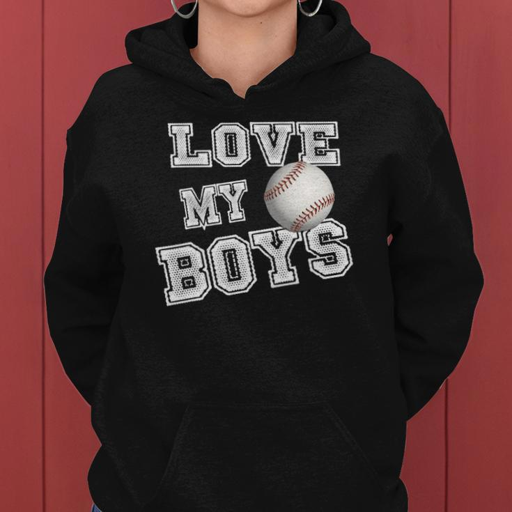 I Love My Boys Baseball For Moms-Cute Baseball Mom Women Hoodie