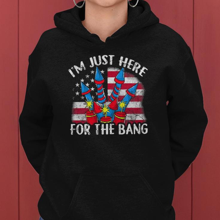 Im Just Here For The Bang Funny Fireworks Humor Women Hoodie