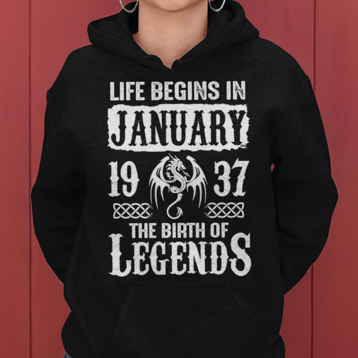 January 1937 Birthday Life Begins In January 1937 Women Hoodie