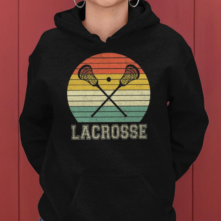 Lacrosse Vintage Retro Lacrosse Stick Sun Gifts Women Hoodie