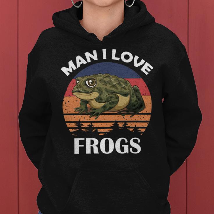 Man I Love Frogs Funny Retro Frog V2 Women Hoodie